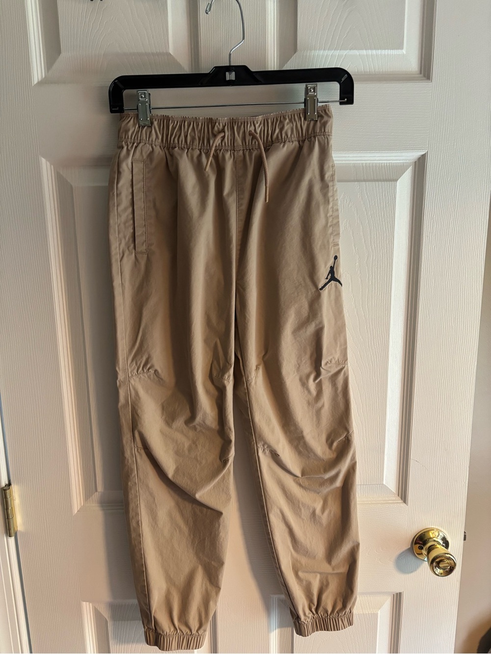 Jordan Tan Jogger Khaki pants with Black Jumpman logo;  boys size Medium